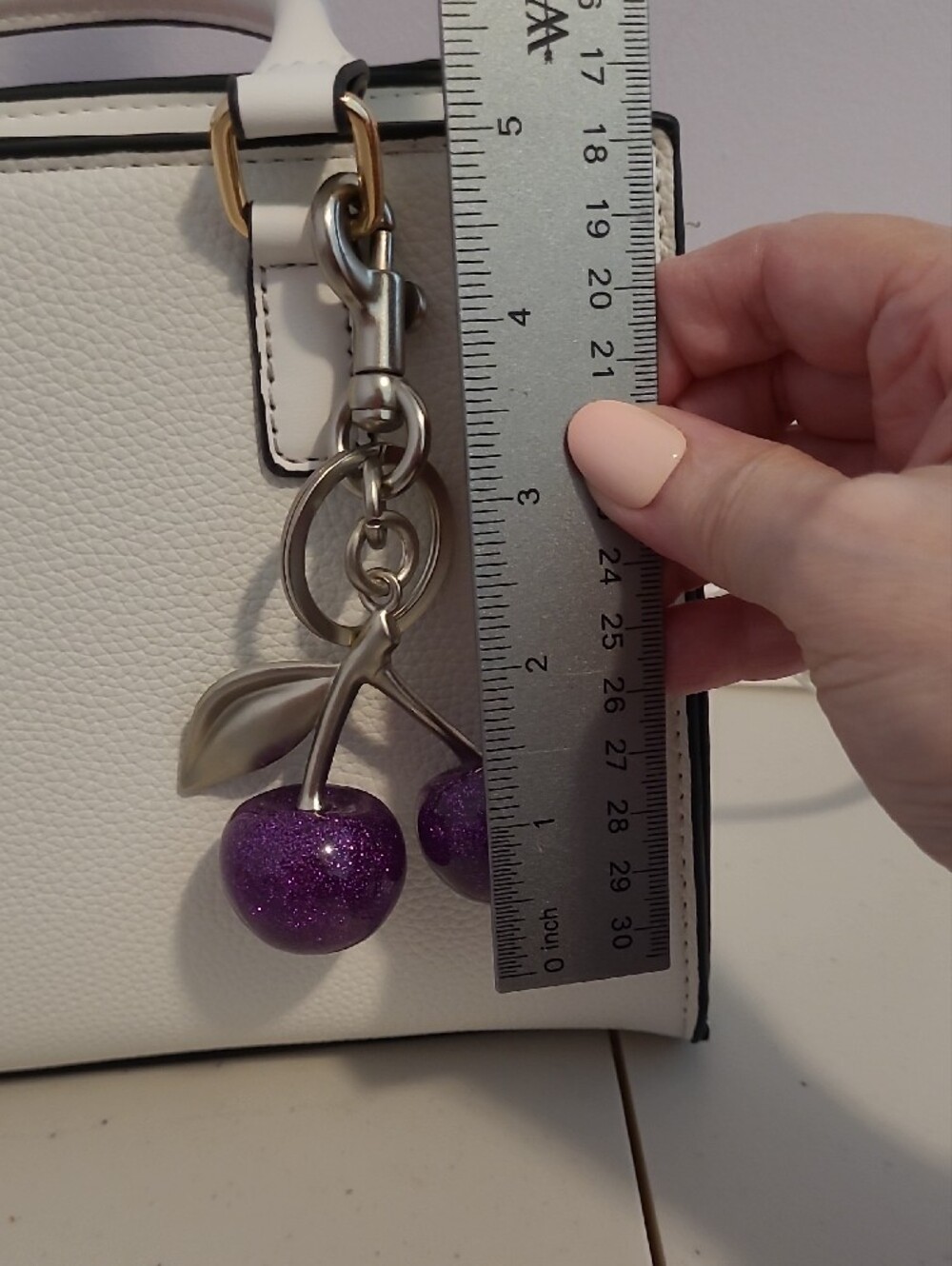 Purple Cherry Keychain Bag Charm - Women Accessories - Picture 2 of 2
